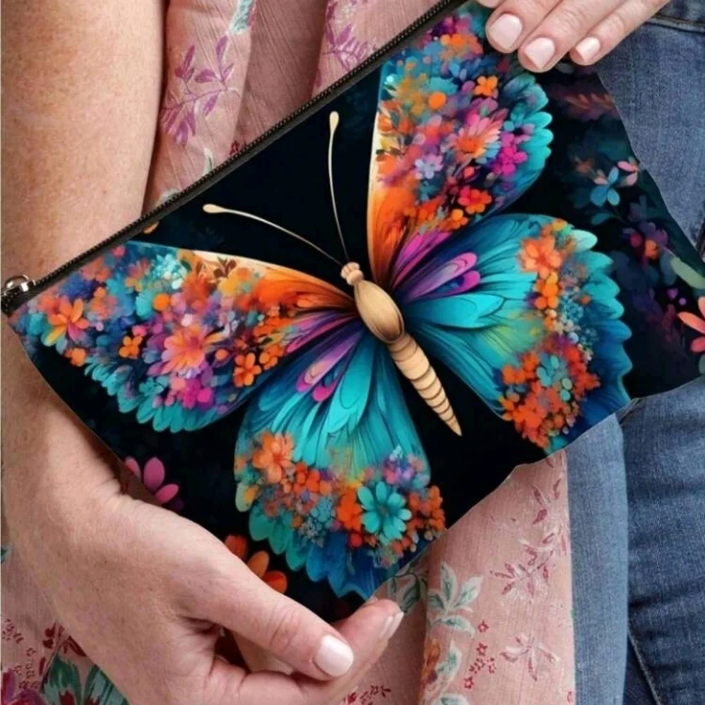 Boho Butterfly Colorful Zipper Purse Pouch